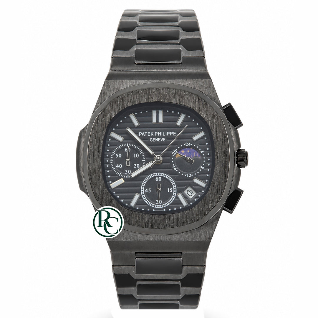 PTK Chronograph All Black Stainless Steel - Chain