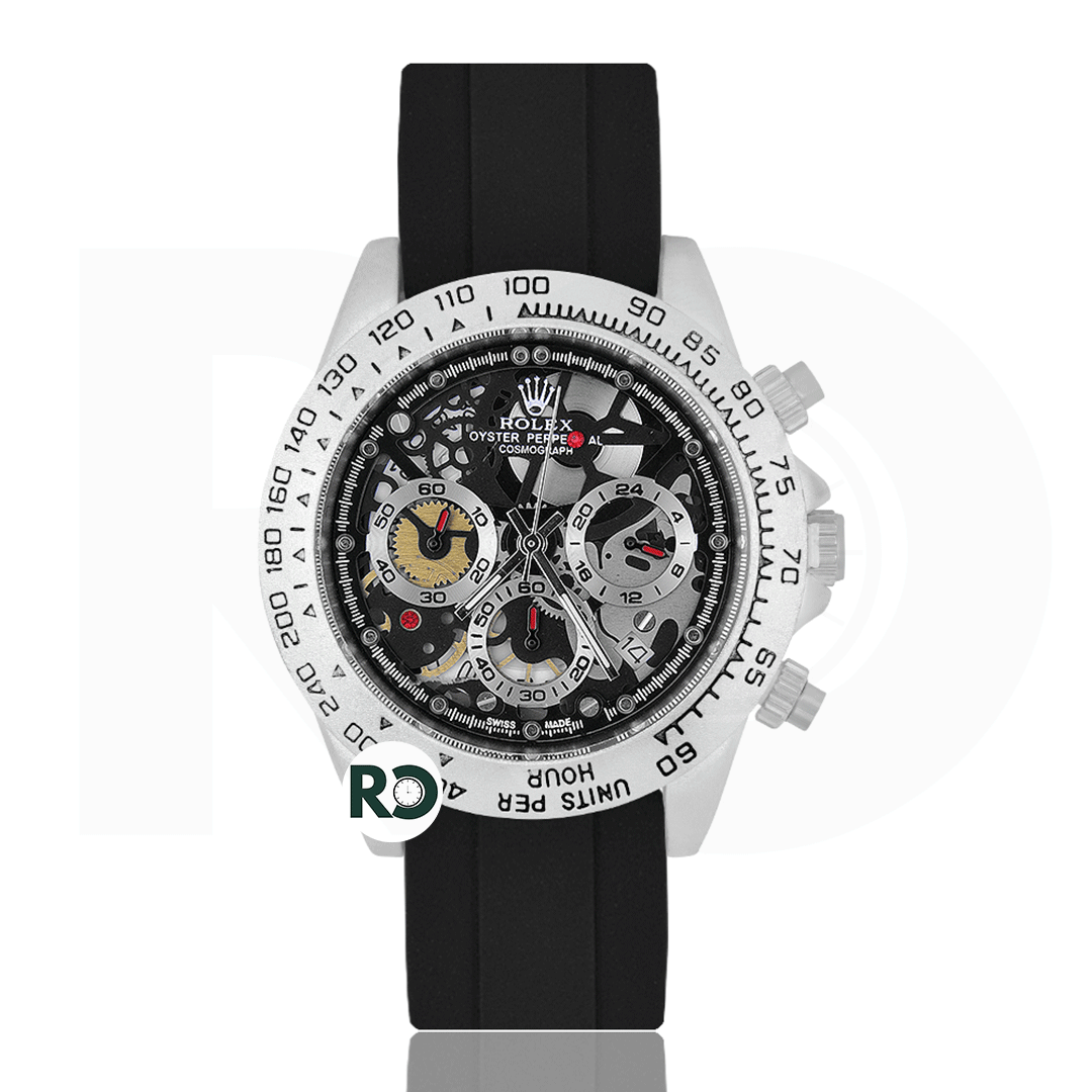 RLX Skeleton Silver- Rubber Strap