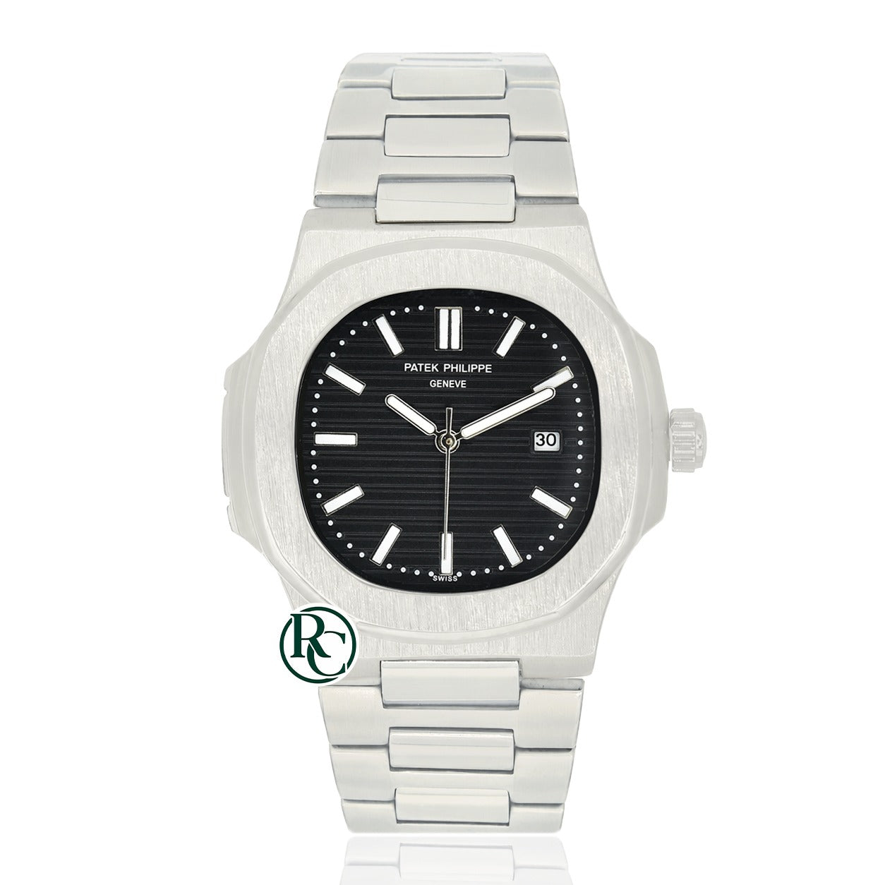 PTK Quartz Silver Stainless steel Black Dial- Chain