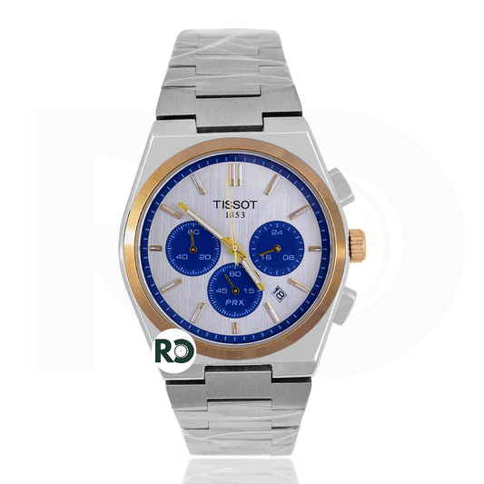 TST Chronograph Silver Yellow Gold Bezel Stainless Steel - Chain