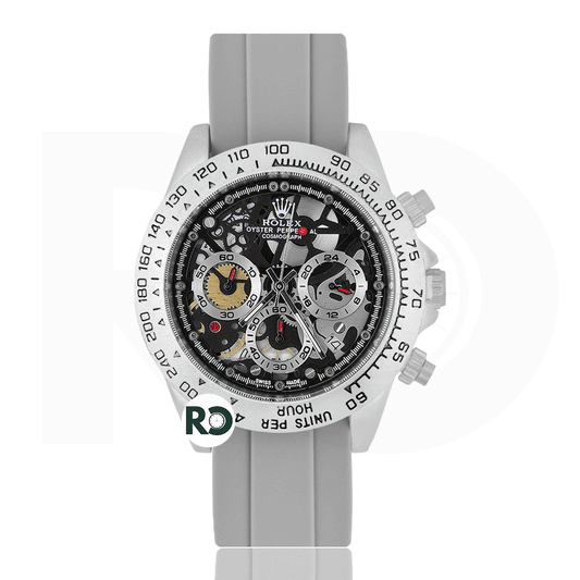 RLX  Skeleton Silver- Rubber Strap