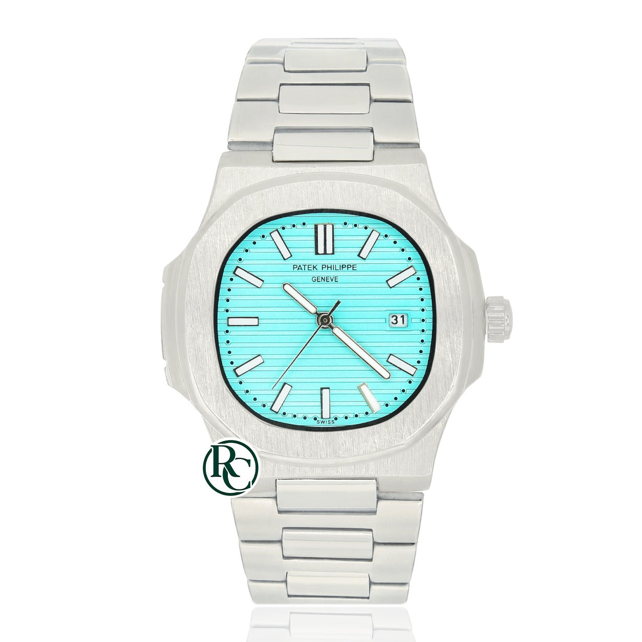 PTK Quartz Silver Stainless steel Tiffany Blue Dial- Chain